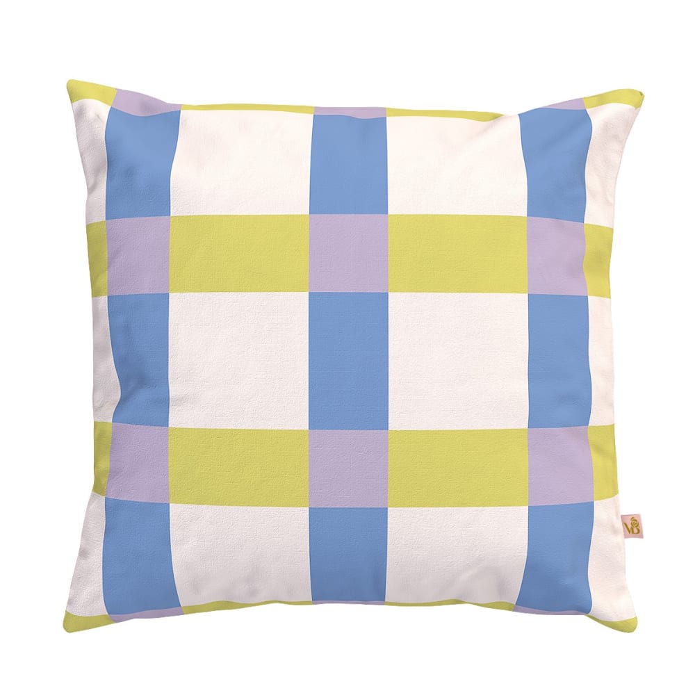 Housse de coussin extérieur 45x45 cm motif carreaux jaune