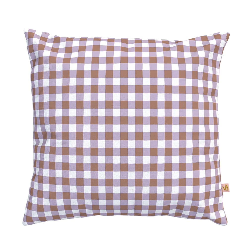 Housse de coussin extérieur 45x45 cm motif vichy lila