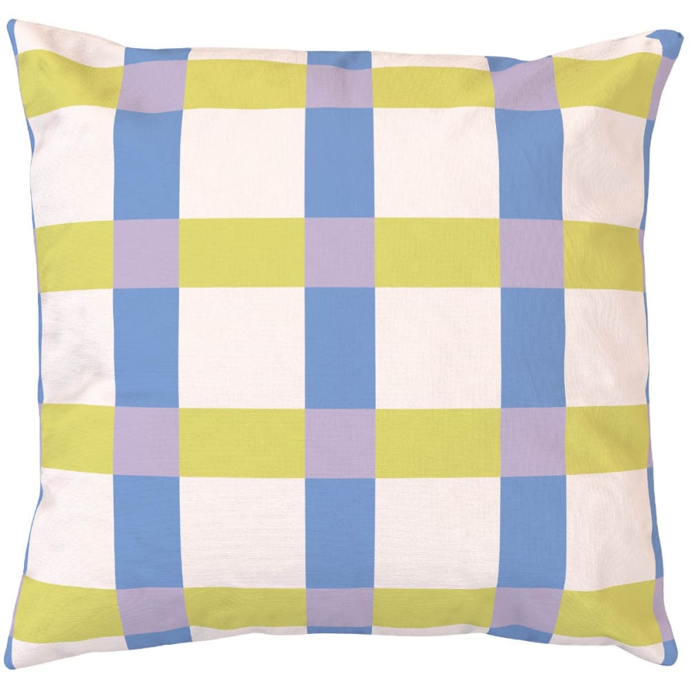 Housse de coussin extérieur 60x60 cm motif carreaux jaune