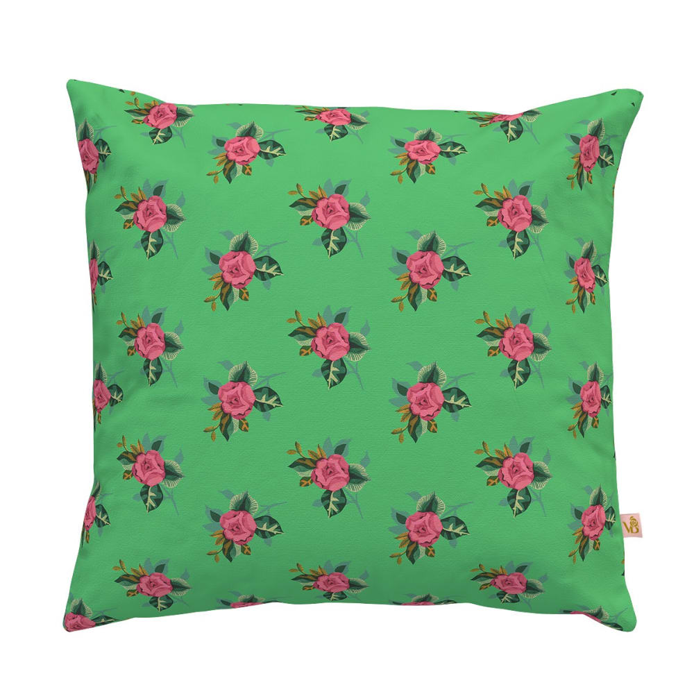 Housse de coussin extérieur 45x45 cm motif fleuri vert