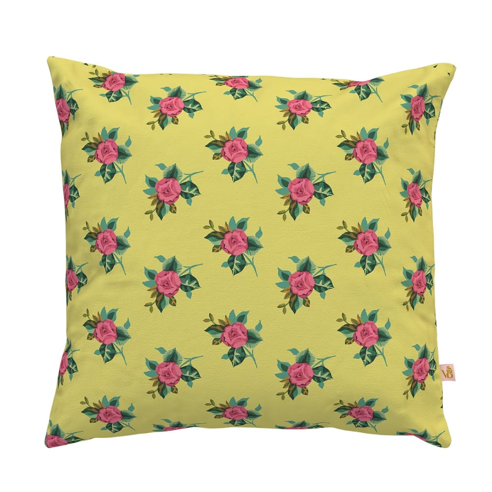 Housse de coussin extérieur 45x45 cm motif fleuri jaune