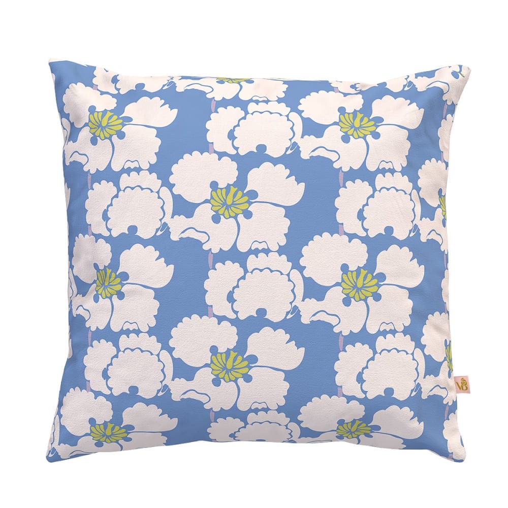 Housse de coussin extérieur 45x45 cm motif fleurs bleu