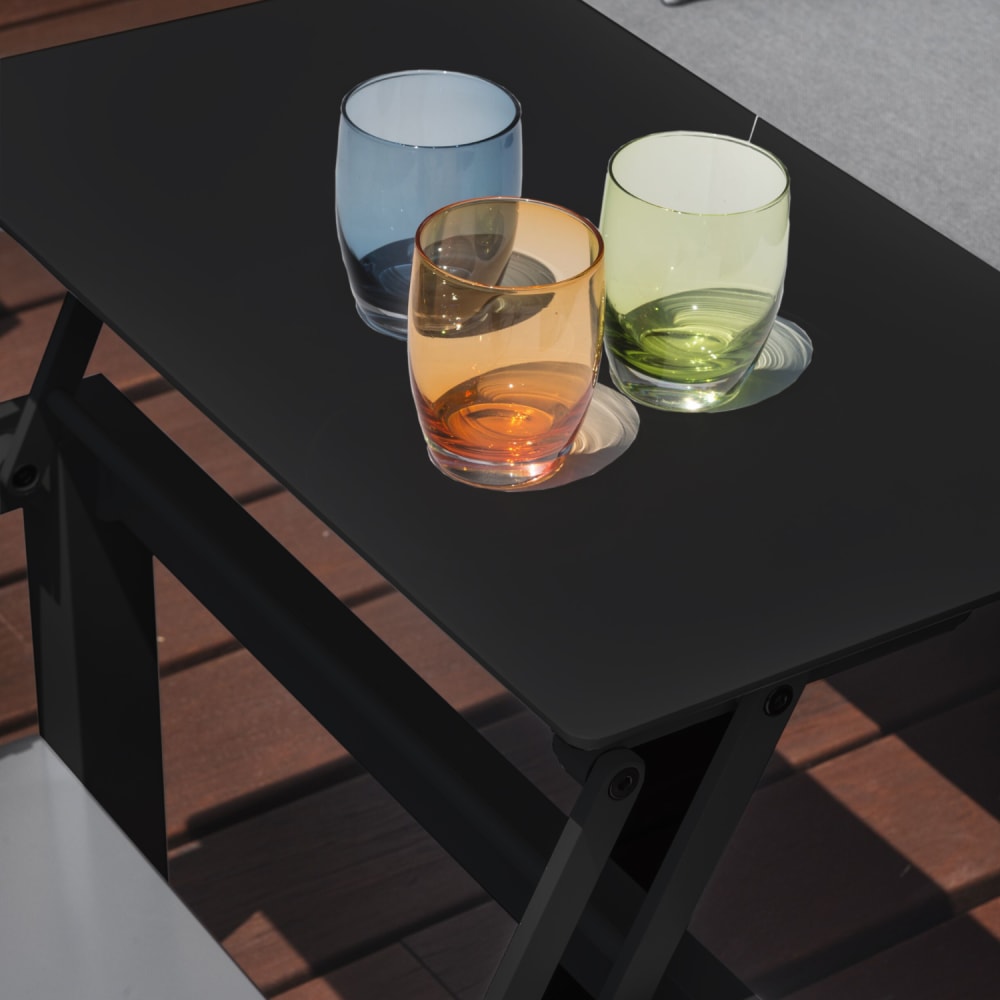 Table basse relevable noire en aluminium L113  x P73 x H39 cm