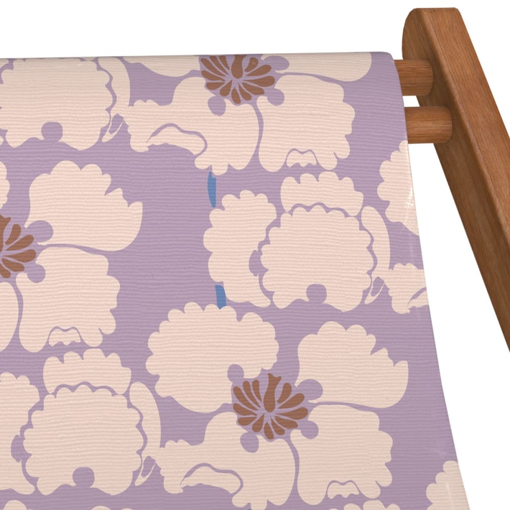 Chilienne pliante en hêtre lasuré et toile imprimé fleurs lila