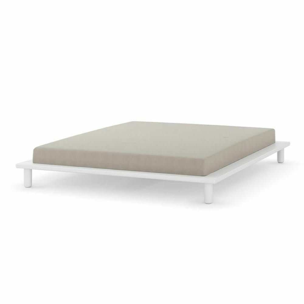 Pack lit 2 places futon avec matelas bois massif blanc 160x200 cm