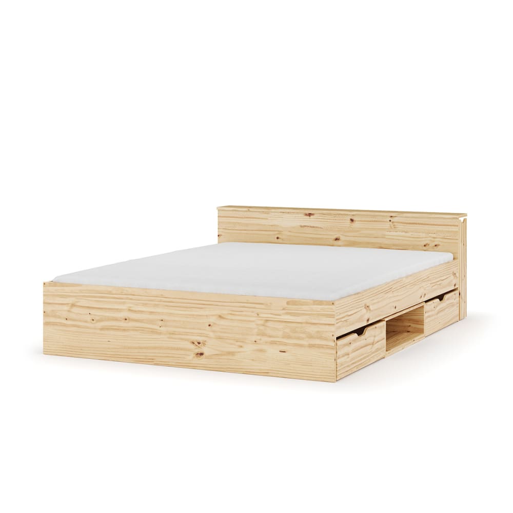 Pack lit avec 2 tiroirs et matelas bois massif 140x200 cm