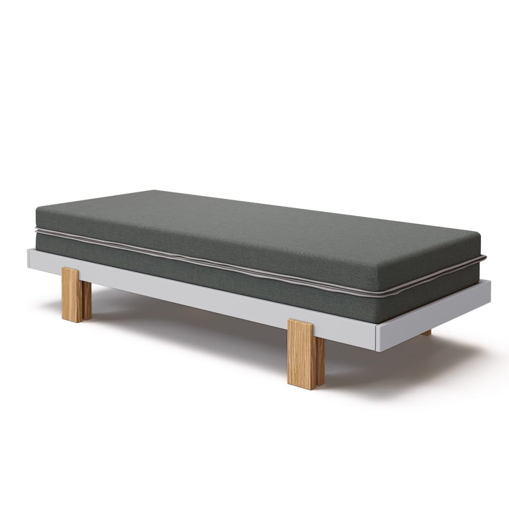 Pack lit gigogne avec matelas blanc et bois 80x200 cm