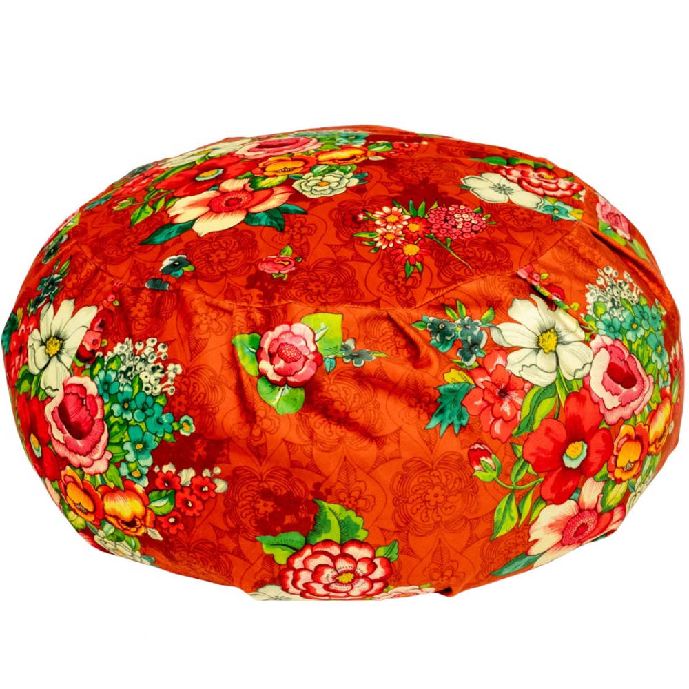 Pouf rond velours, grand - orange