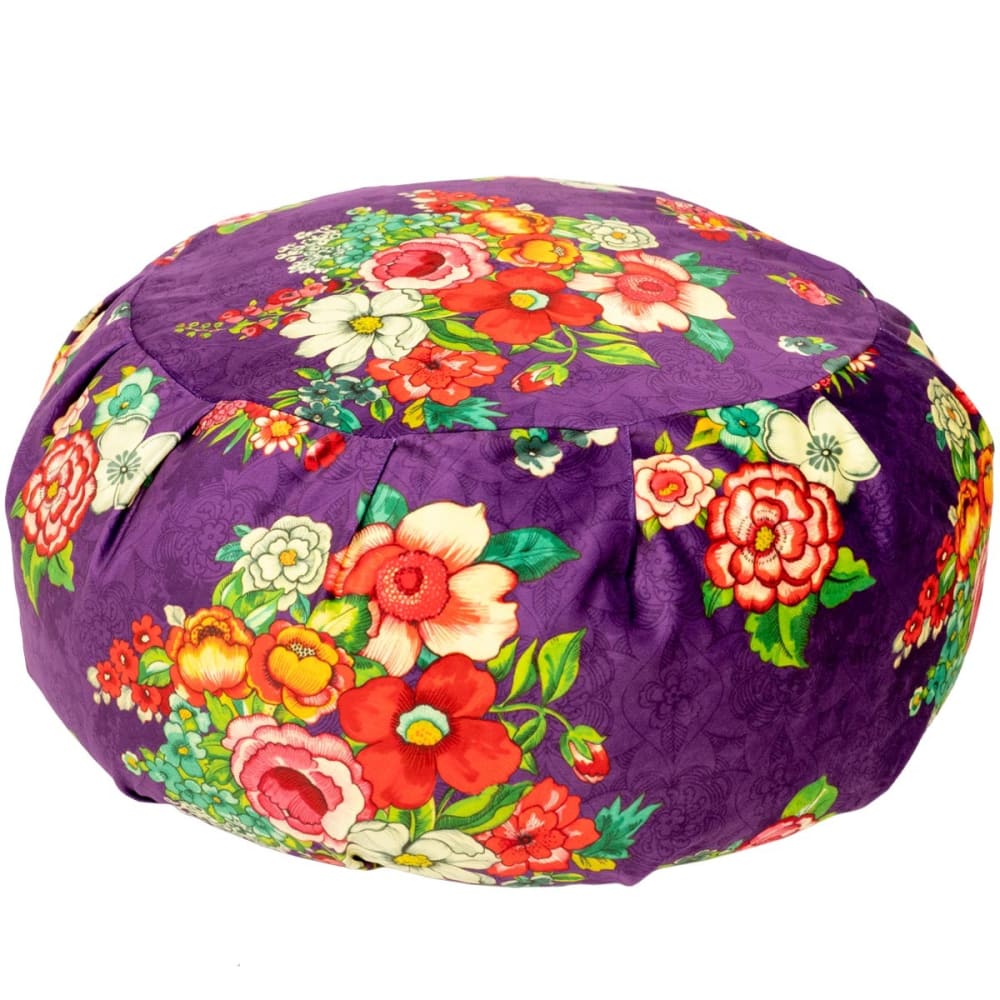 Pouf rond velours, grand - violet