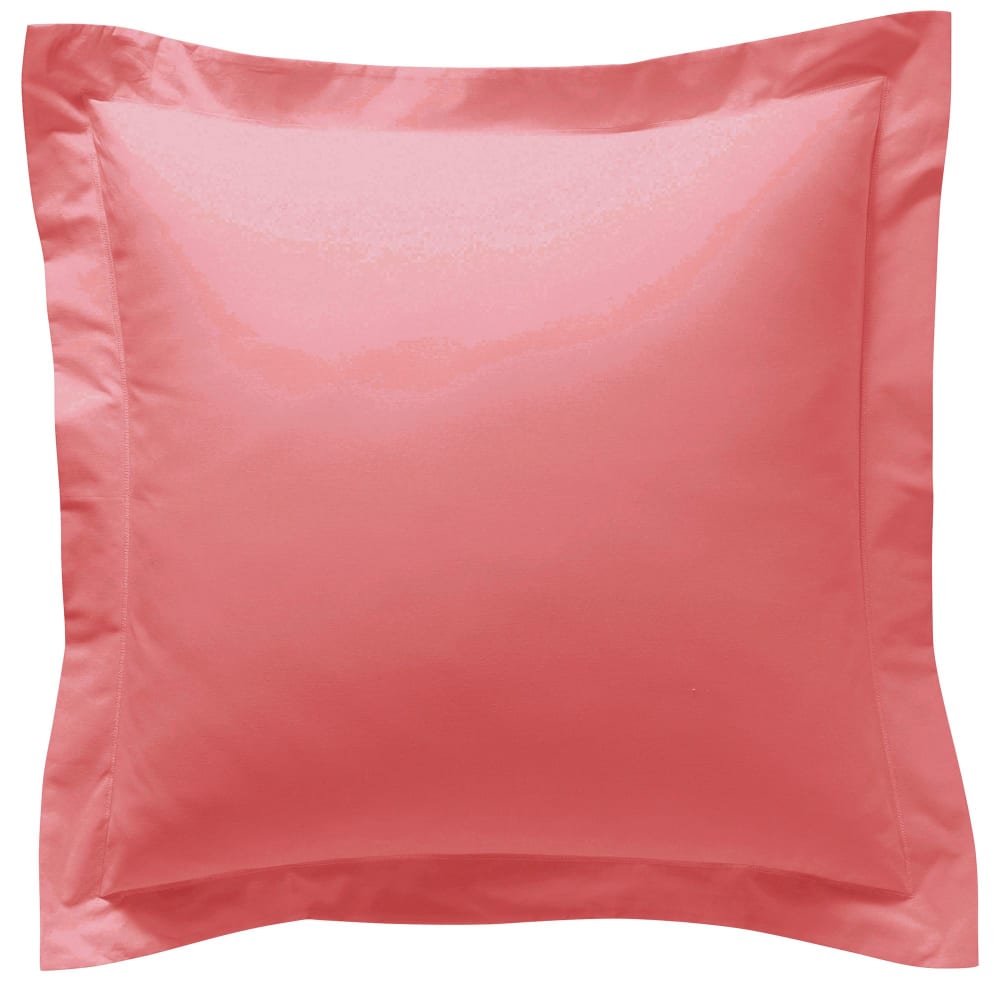 Taie volant en coton rose bois de rose 50x70cm