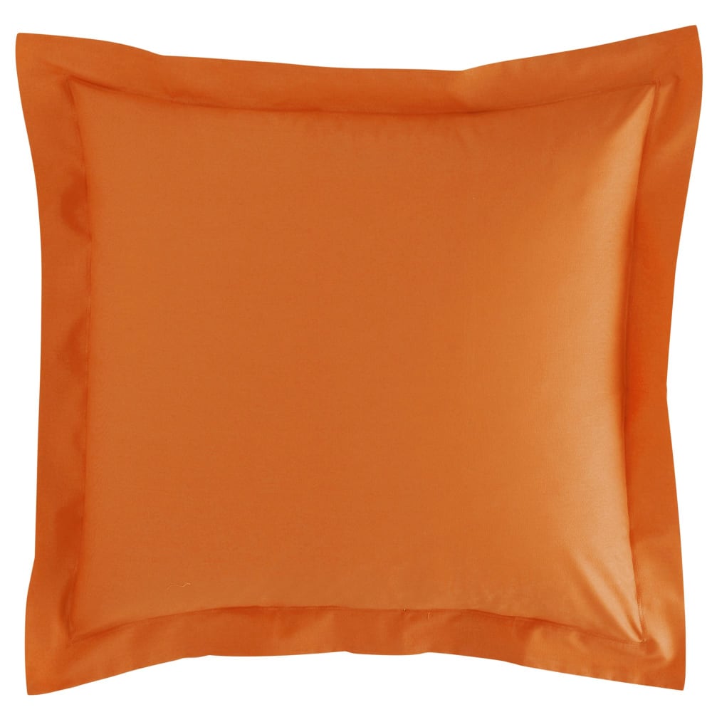 Taie volant en coton orange cuivré 50x70cm
