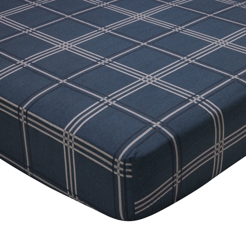 Drap-housse en coton bleu 90x190x28cm