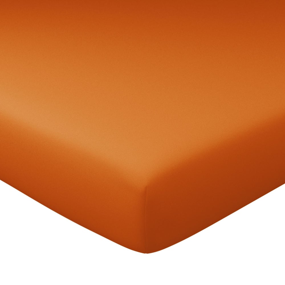 Drap-housse en coton orange cuivré 120x200x28cm