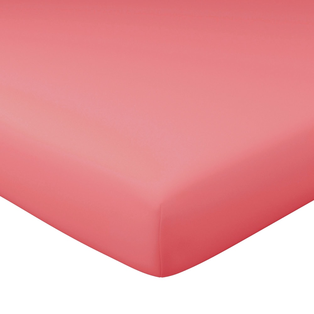 Drap-housse en coton rose bois de rose 140x200x28cm