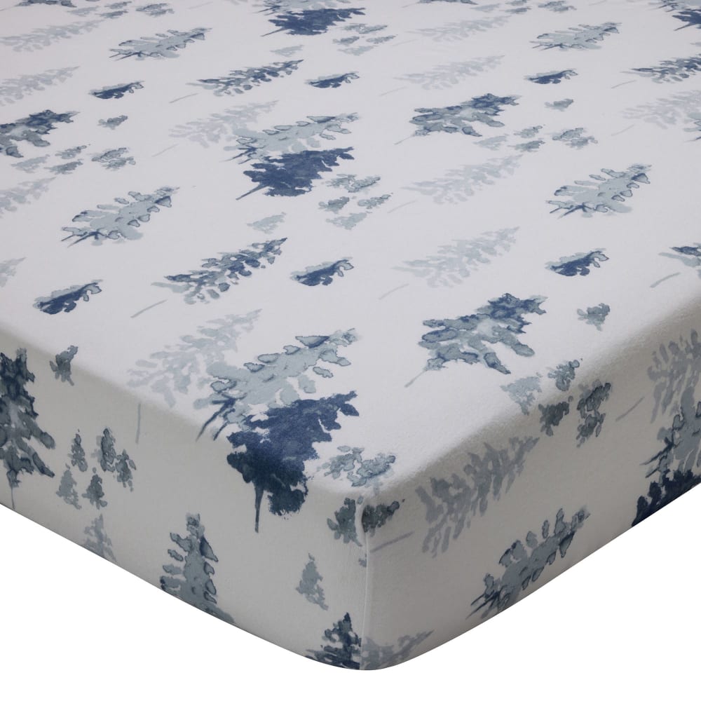 Drap-housse en coton bleu 90x190x28cm