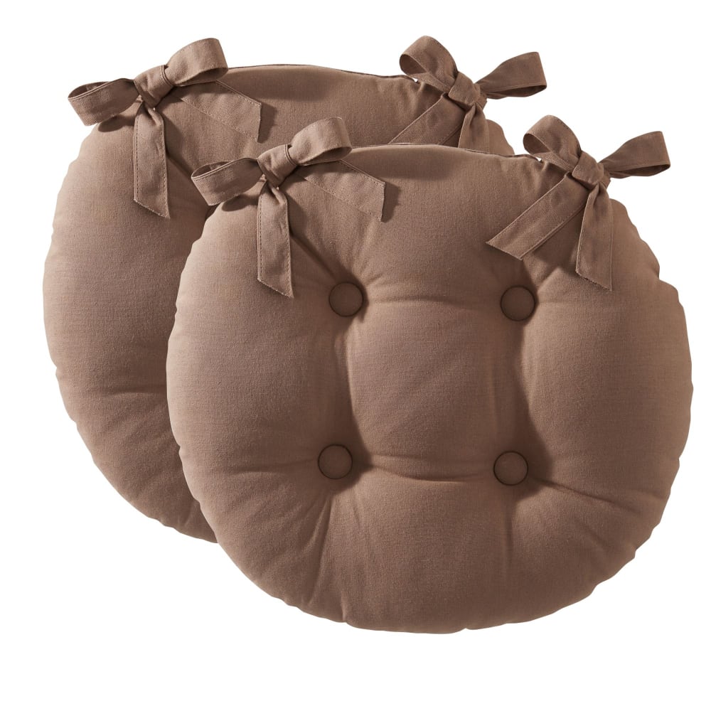 Lot de 2 galettes rond marron taupe en coton Lot de 2 galettes rond marron taupe en coton