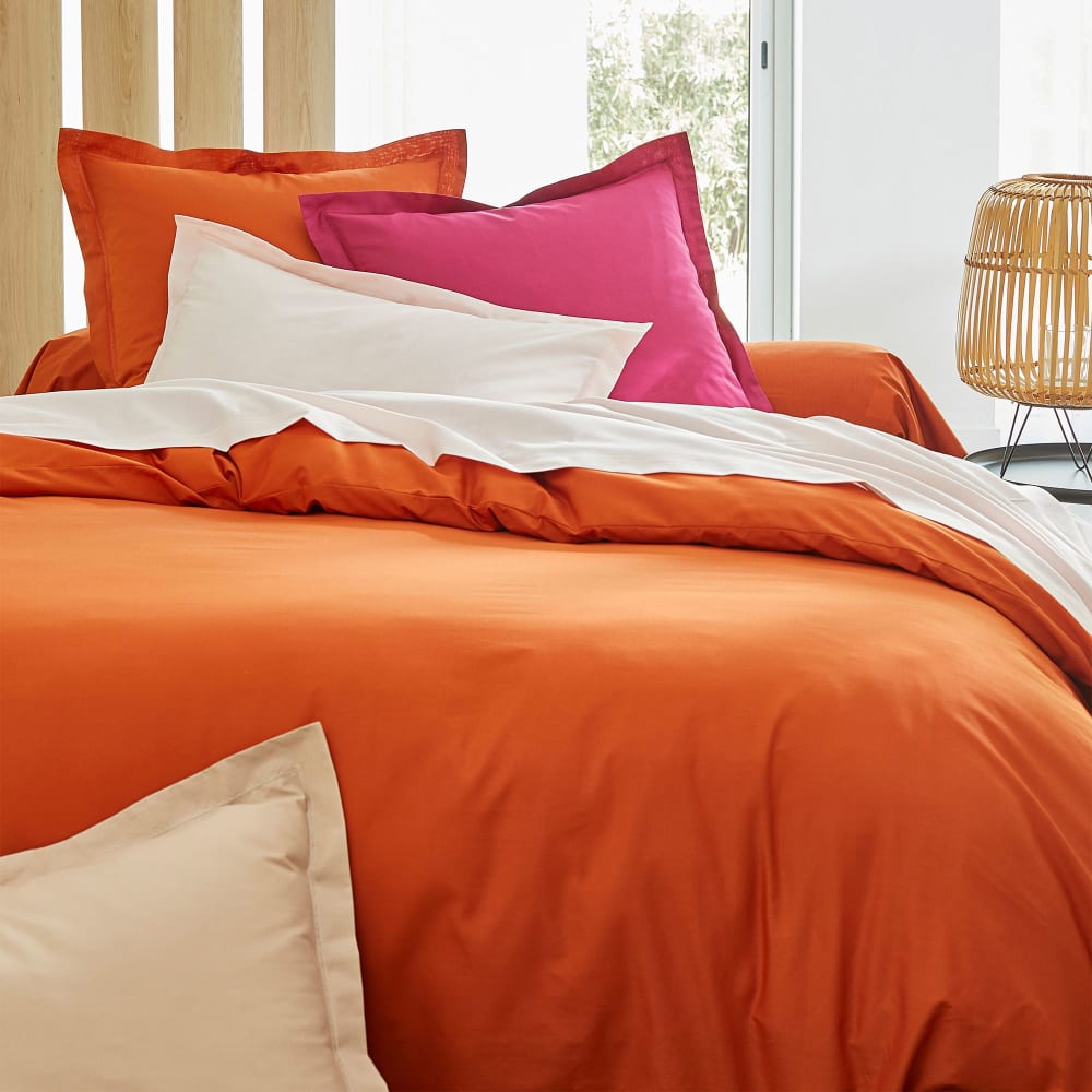 Housse de couette en coton orange cuivré 140x200cm — vue 3