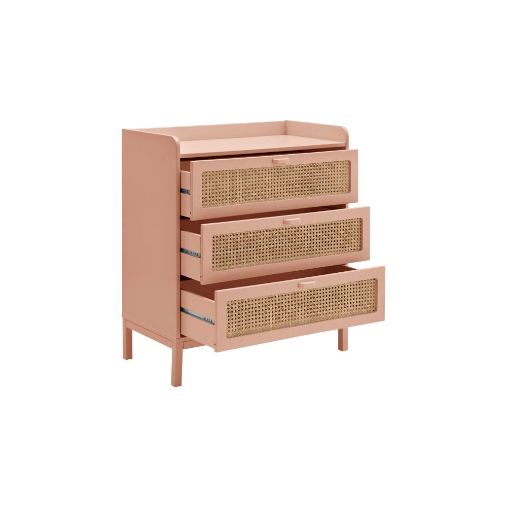 Commode 3 tiroirs effet bois et cannage terracotta (CAMIF) - Image 2