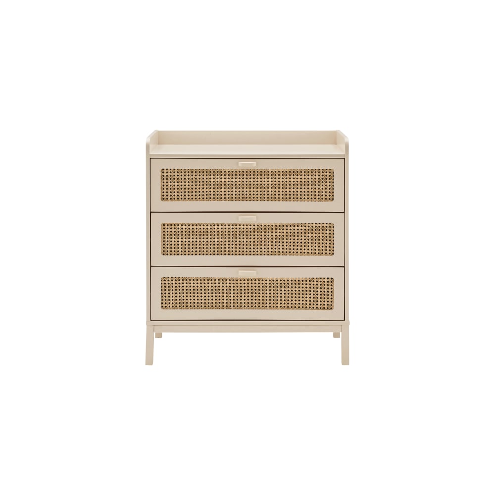 CAMIF - Commode 3 tiroirs effet bois et cannage beige