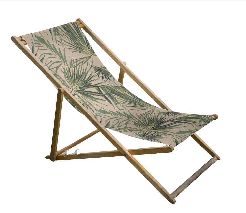 Chilienne en tissu recyclé et en bois brut jungle