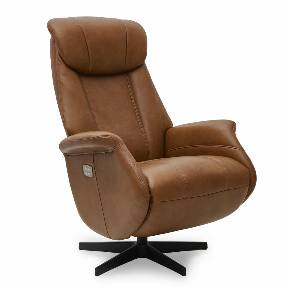 Fauteuil+relax+electrique+en+cuir+marron