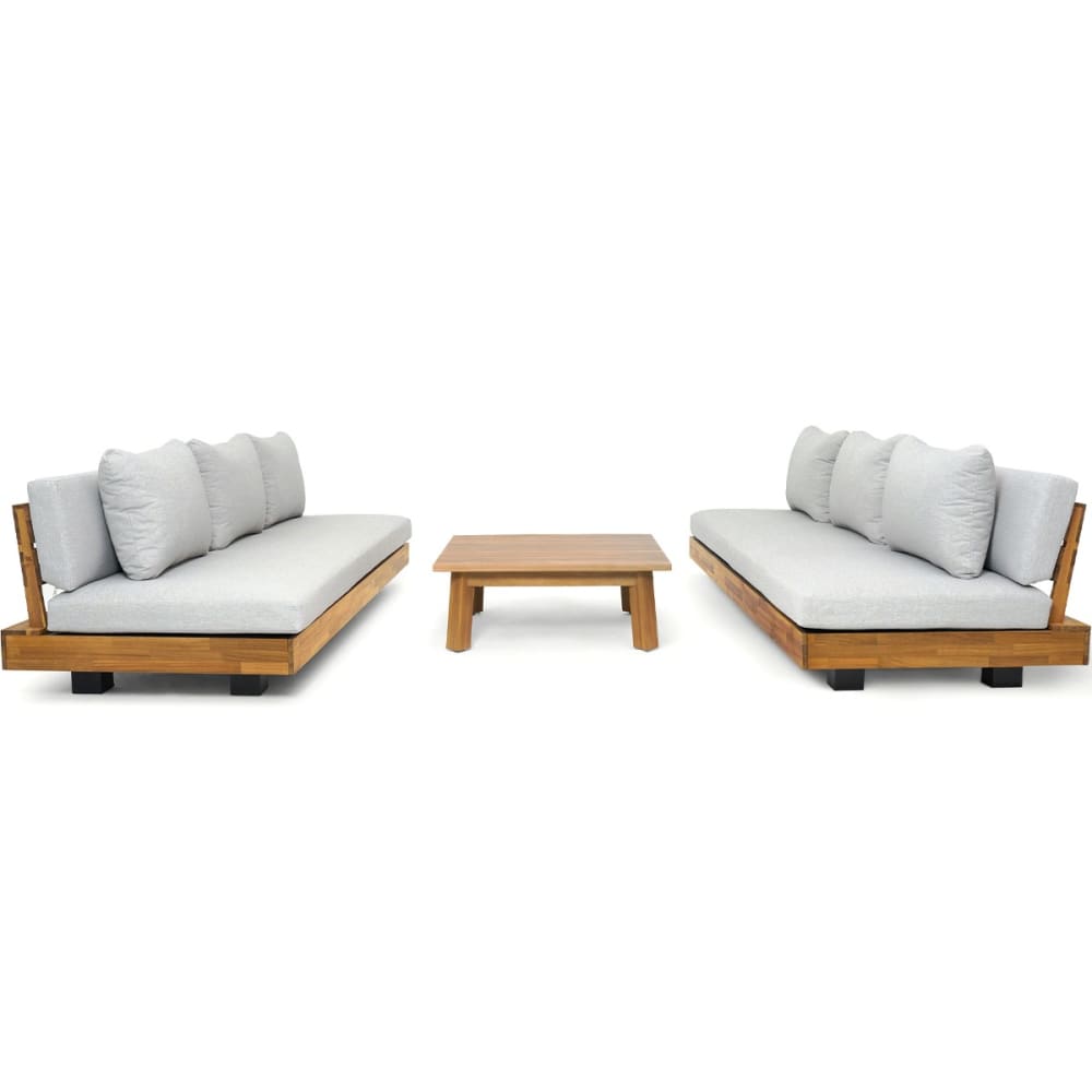 Salon de jardin 6 places en bois FSC - 2 canap. 3 pl + table - gris