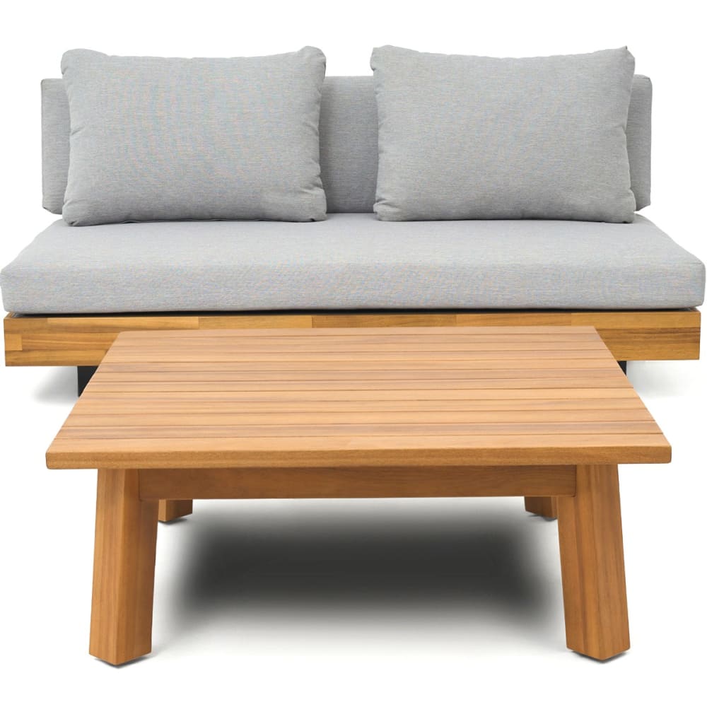 Salon de jardin 2 places en bois FSC - canap. 2 pl + table- gris