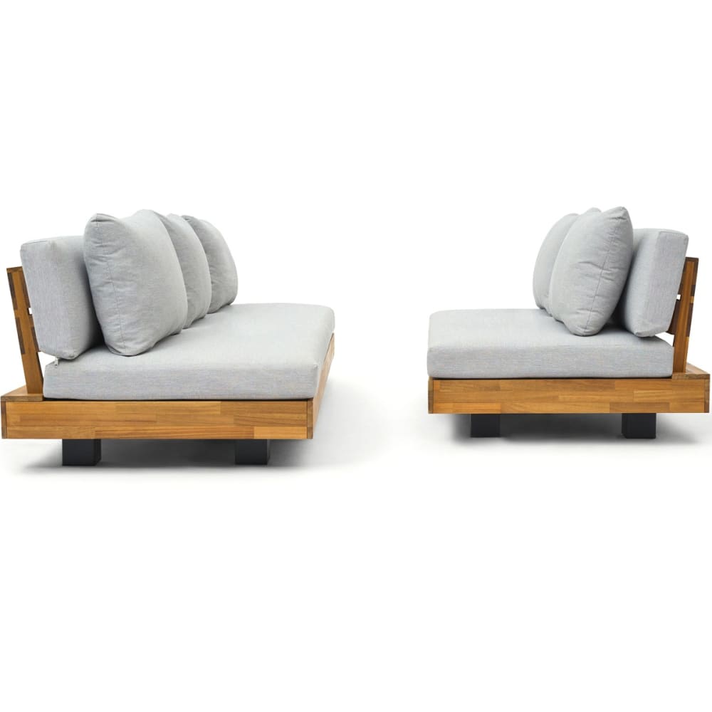 Salon de jardin 5 places - bois FSC - Canapé 2 pl et Canapé 3 pl