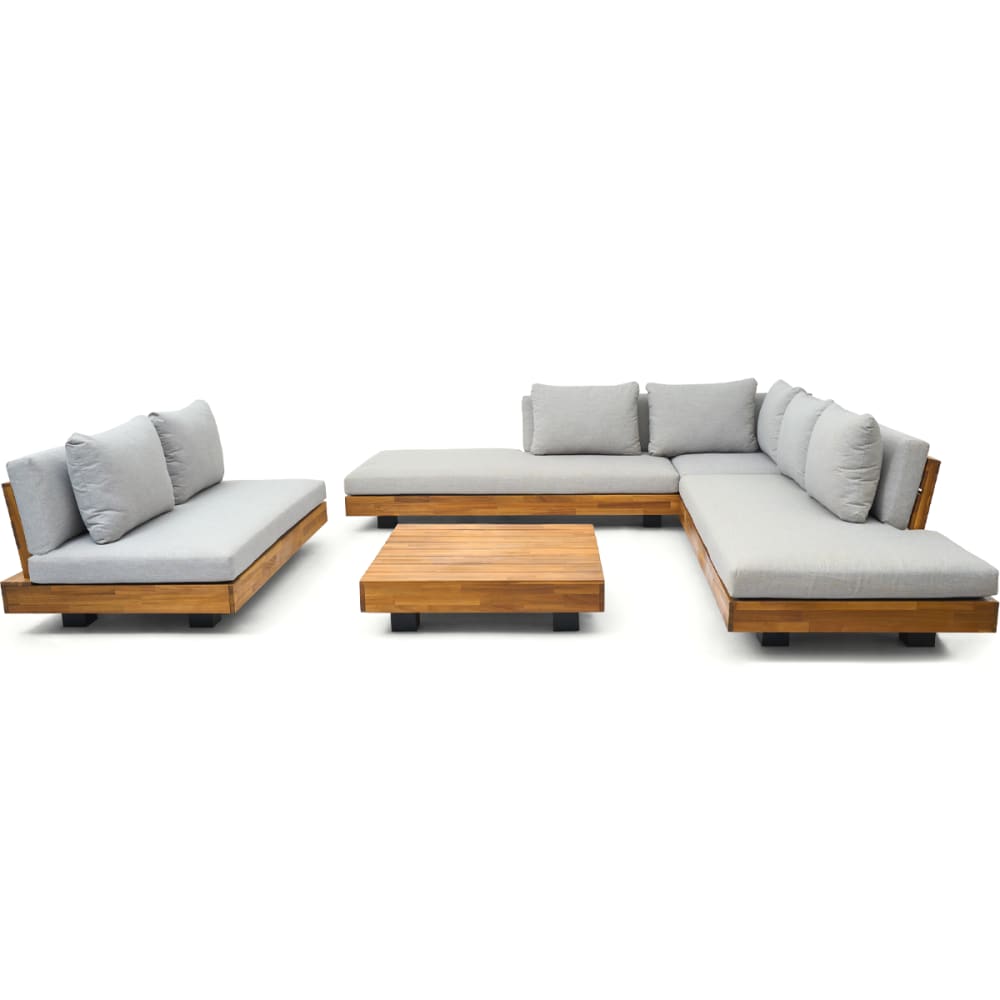 Salon de jardin 7 places - bois FSC - Canapé 5 pl, Canapé 2 pl, table