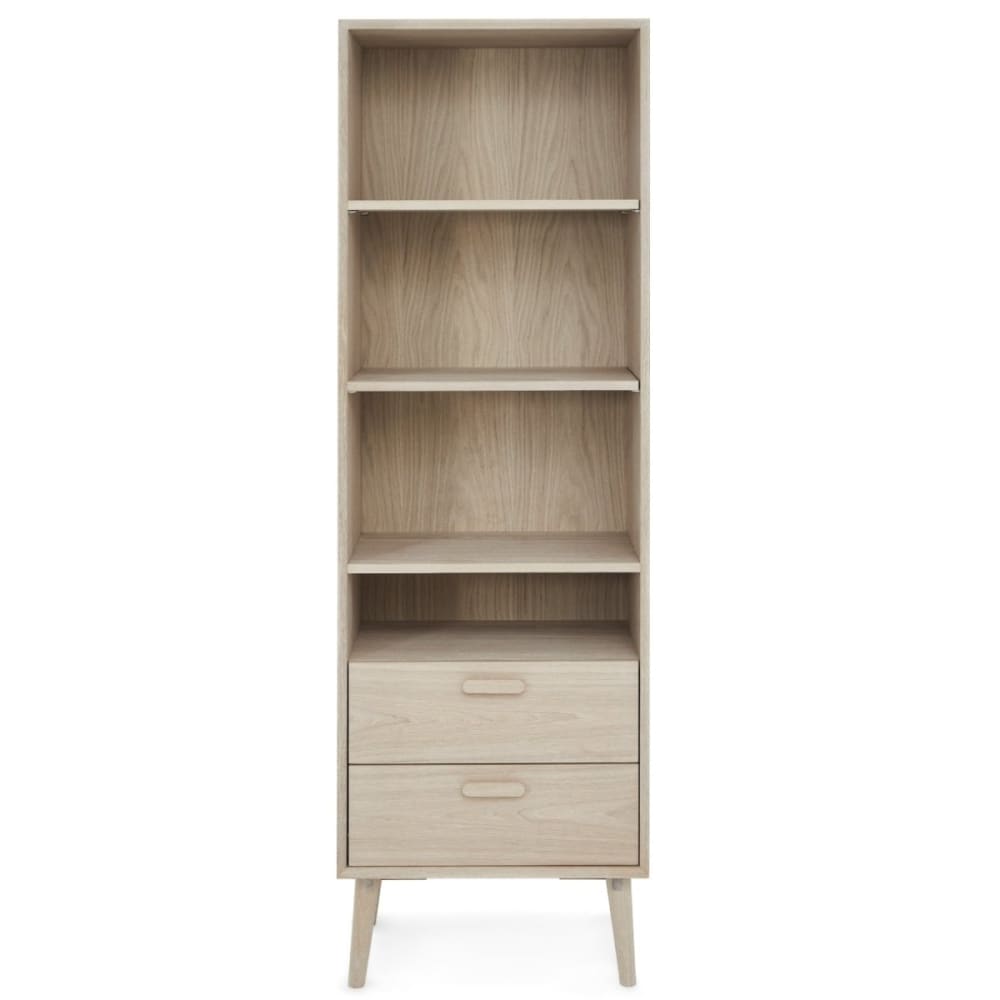 Bibliothèque avec 4 étagères effet bois chêne massif