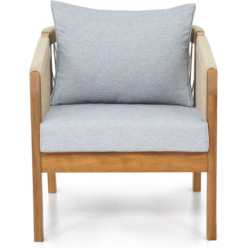 Lot de 2 fauteuils de jardin - bois FSC - coussins gris chiné