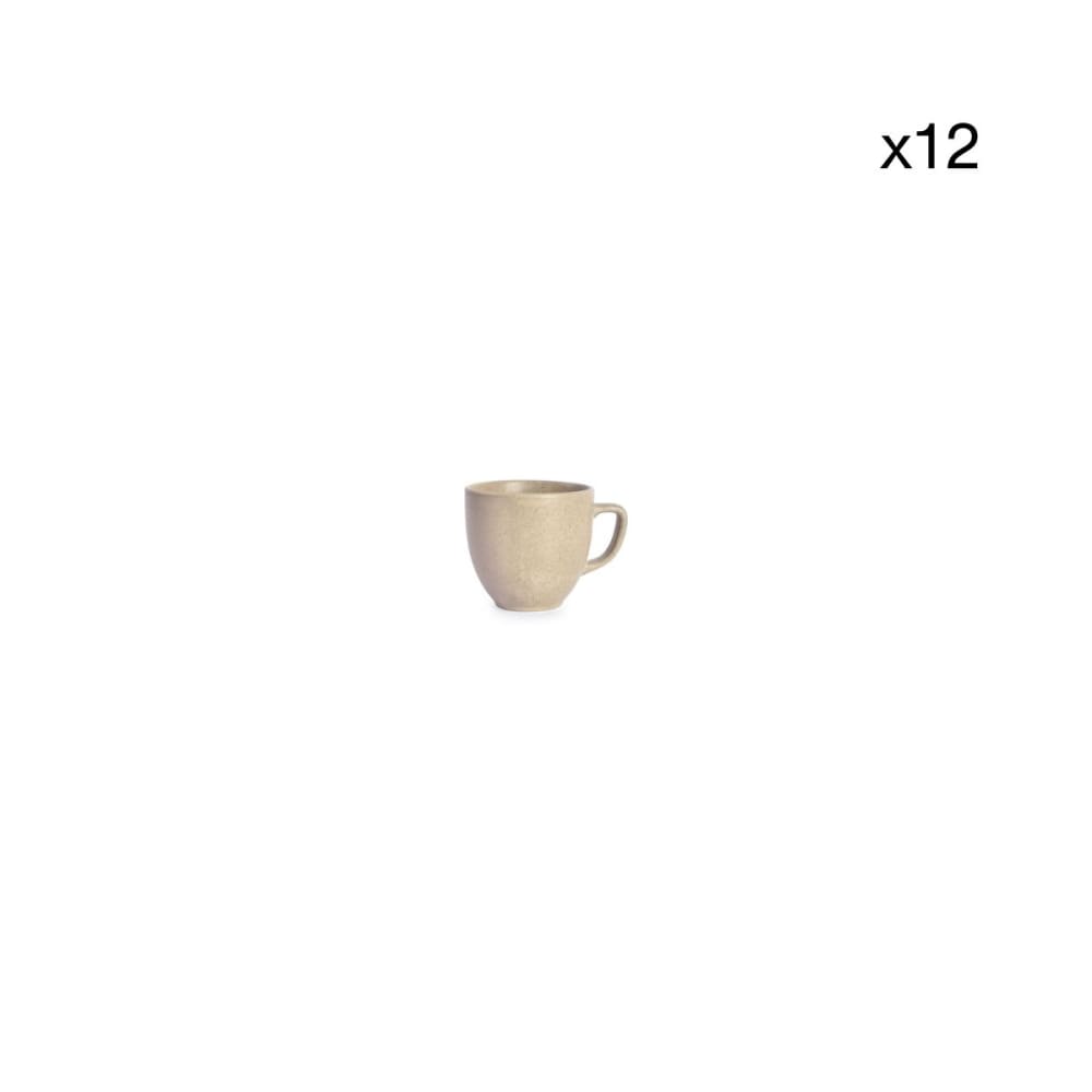 Lot de 12 tasses beige en porcelaine 20cl