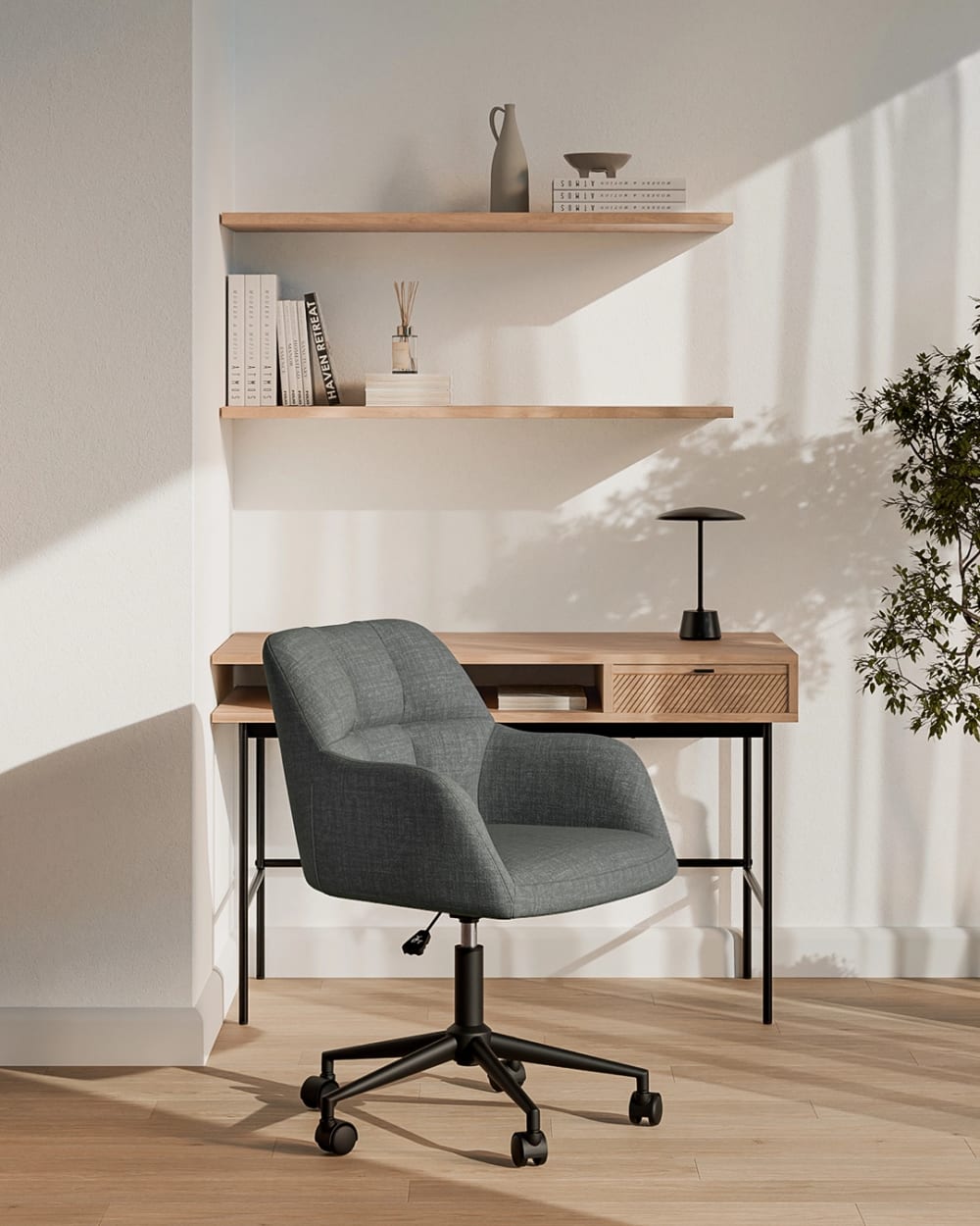Gepolsterter Schreibtischstuhl in Dunkelgrau - Maisons Du Monde