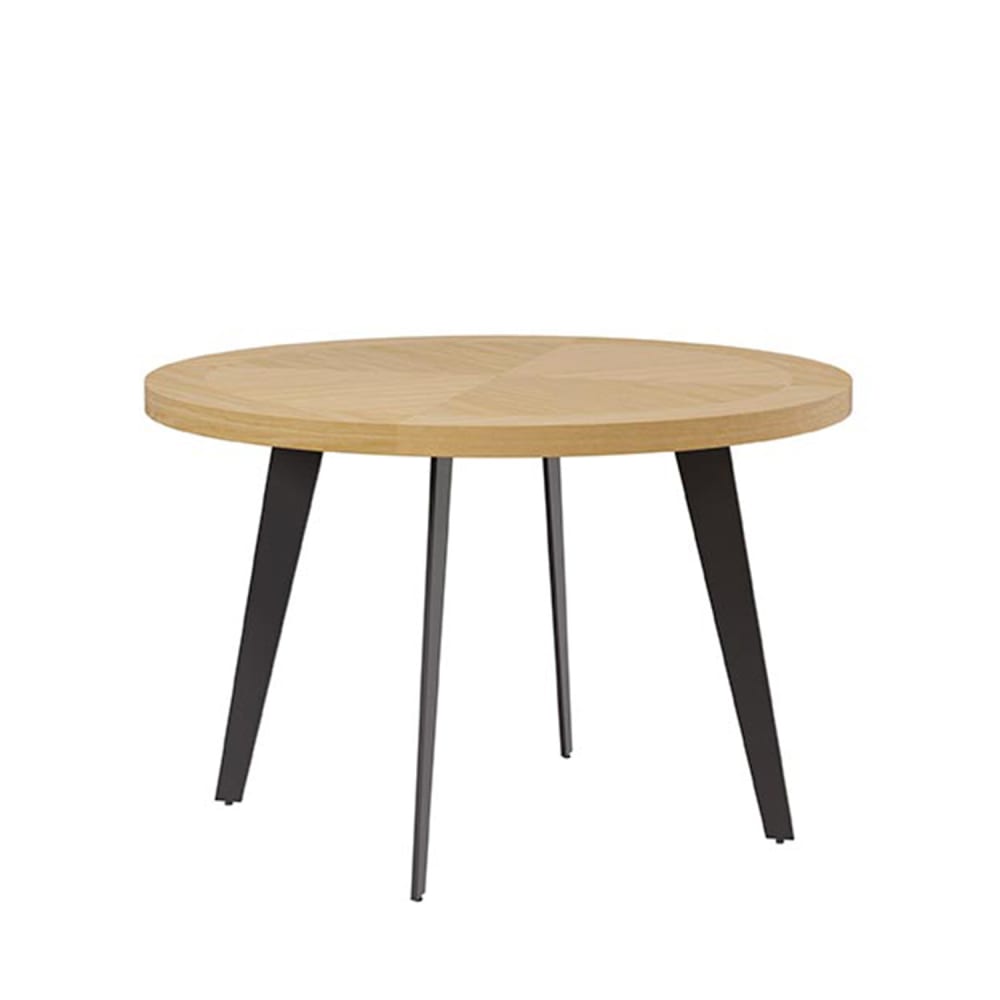 Koketto Home Runder Esstisch 100cm Eiche mit schwarzen Beinen Braun Holz