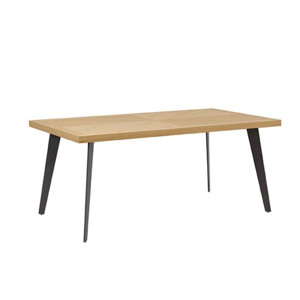 Koketto Home Esstisch, 140 cm, Eichenfurnierplatte, zentrale Beine in Schwarz. Schwarz Holz