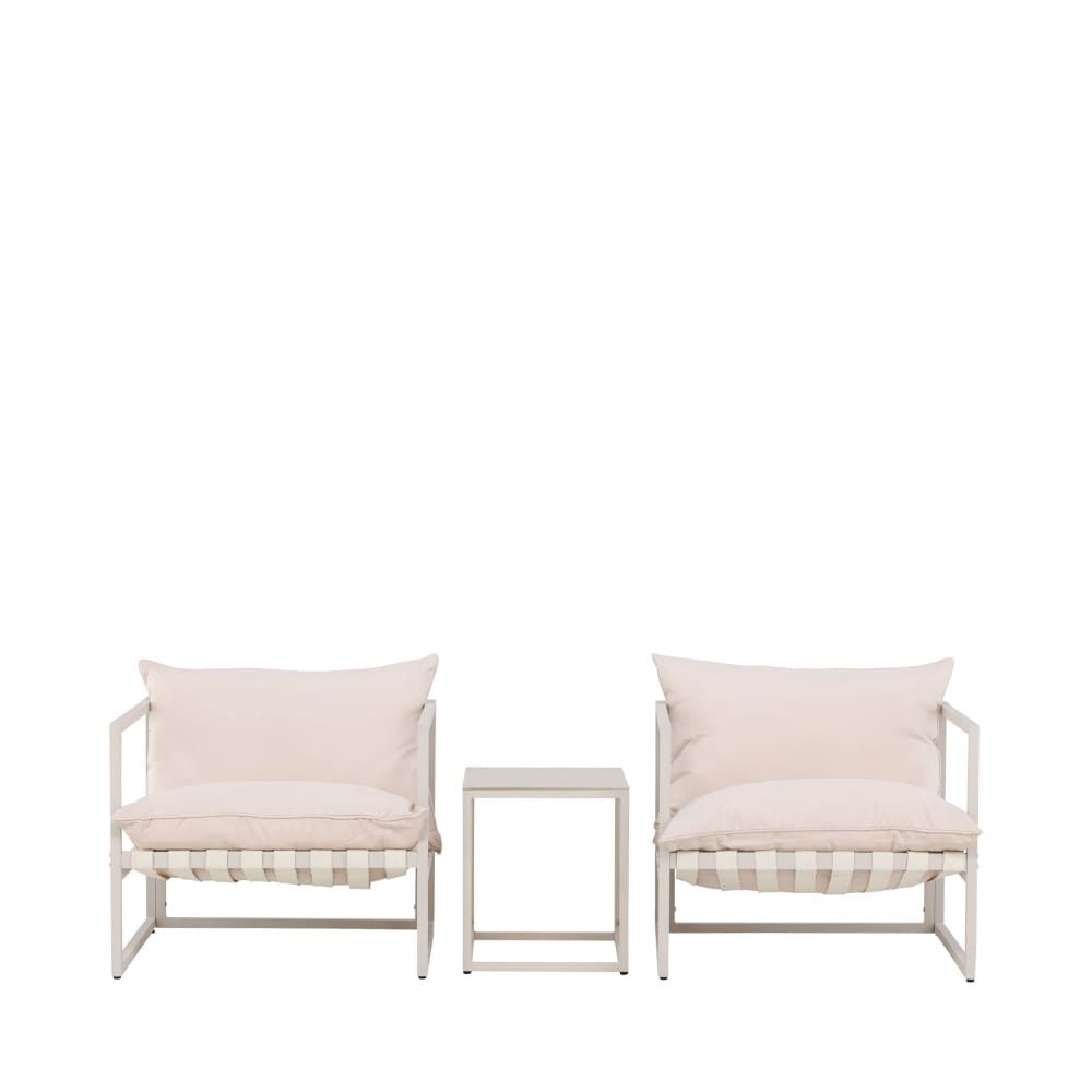 Salon de jardin 2 places en acier - Beige