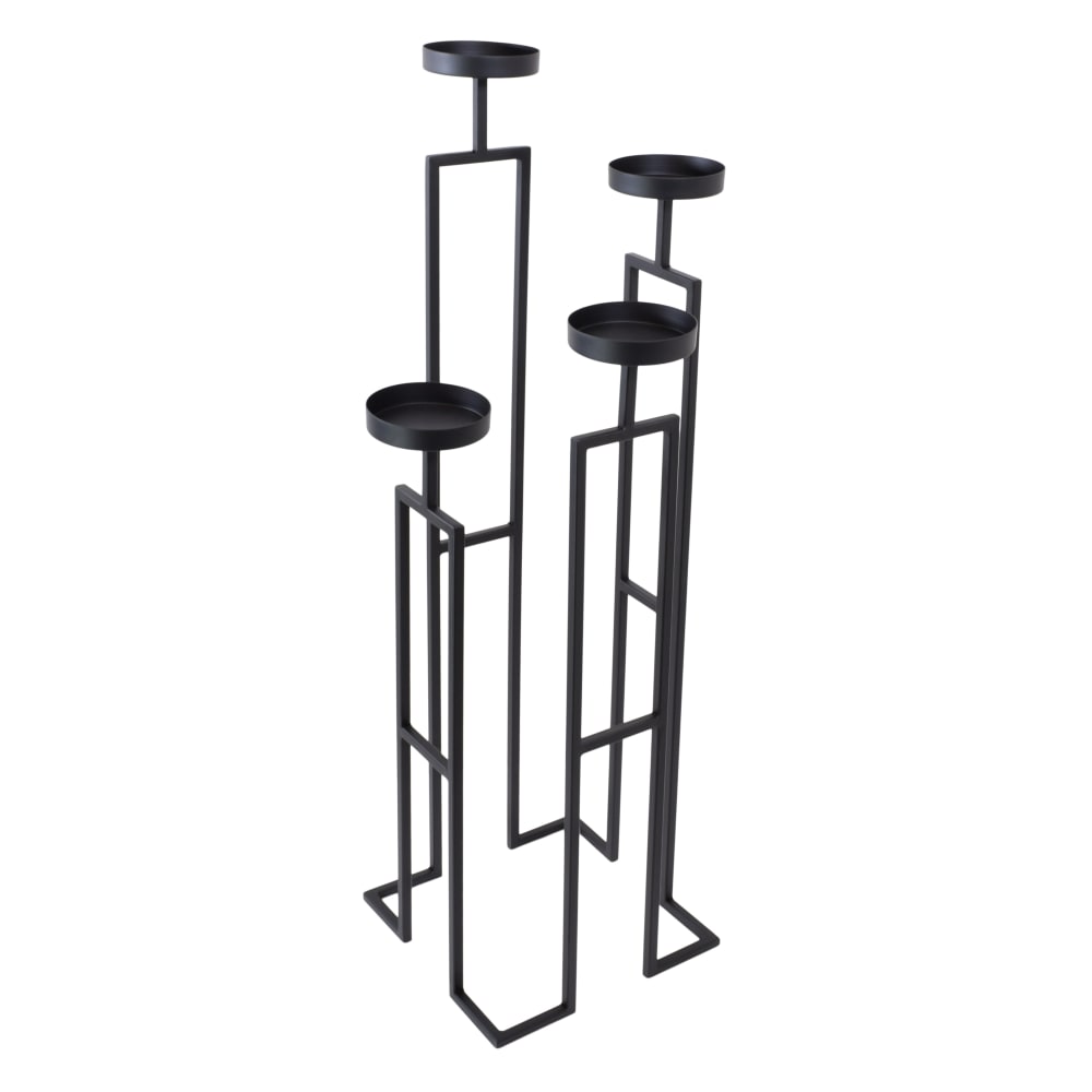 LOFT42 Stabiler Standkerzenleuchter aus Metall mit Stumpenkerzenhalter. Schwarz