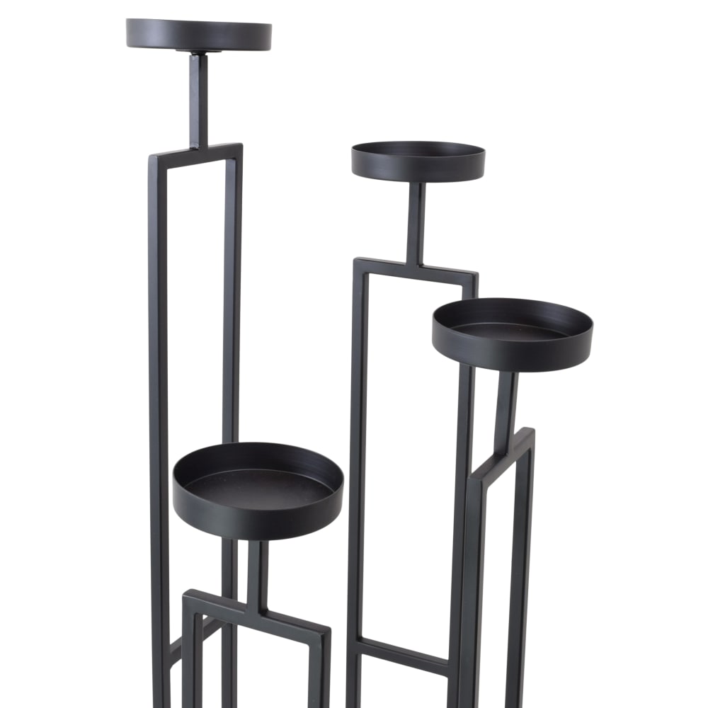 Bodenkerzenständer aus Metall, 86x30x30 cm, Schwarz - Maisons Du