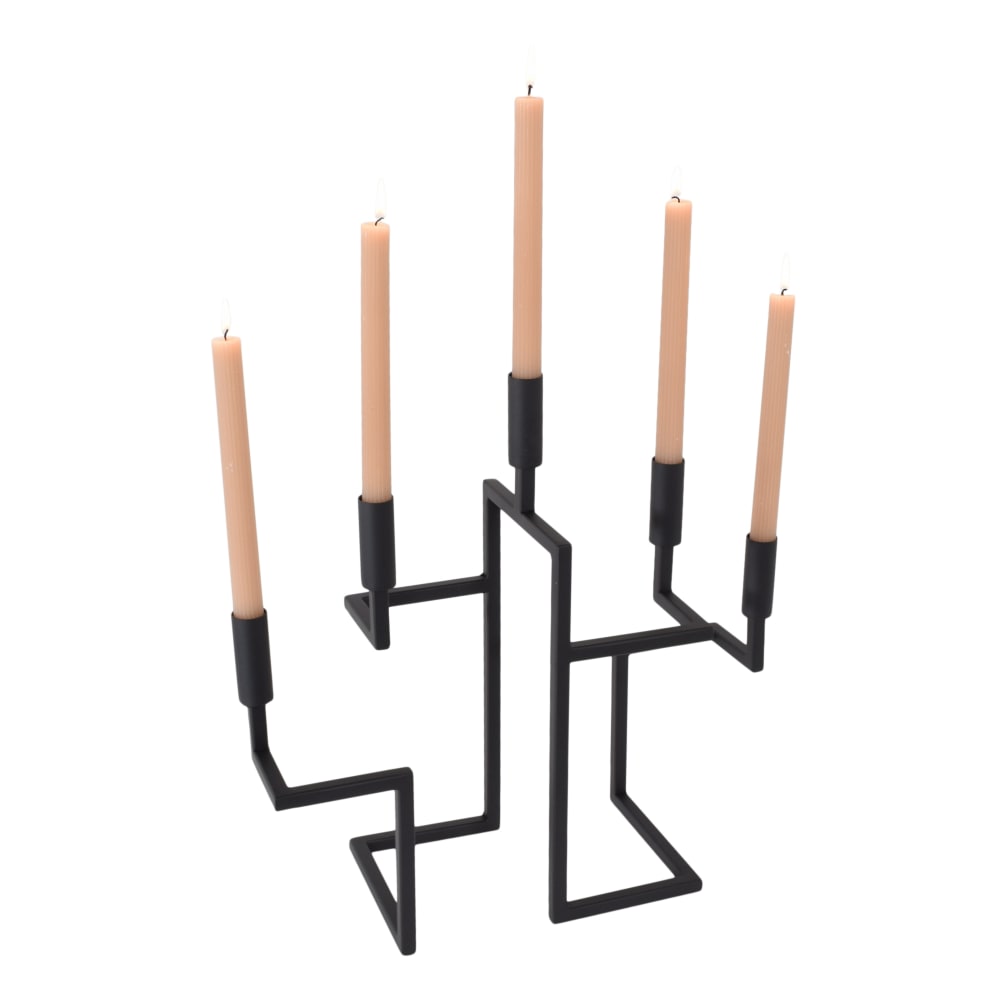 Hakenkerzenhalter aus Metall, 65x20x15 cm, Schwarz - Maisons Du