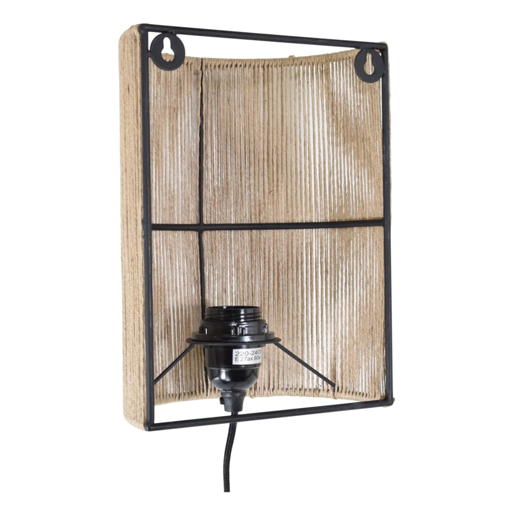 Wandleuchte aus Jute, 26x18x11 cm, Schwarz - Maisons Du Monde