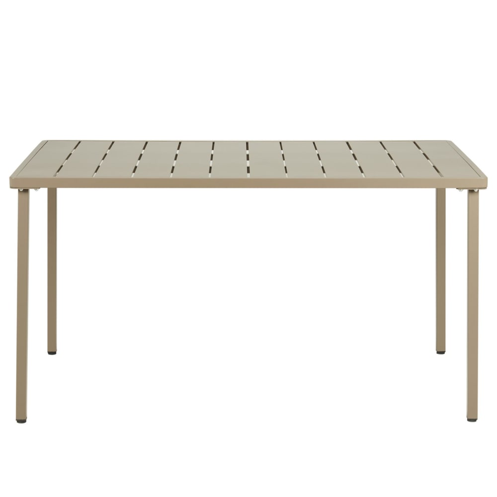 Table de jardin 6 personnes en métal, coloris champagne