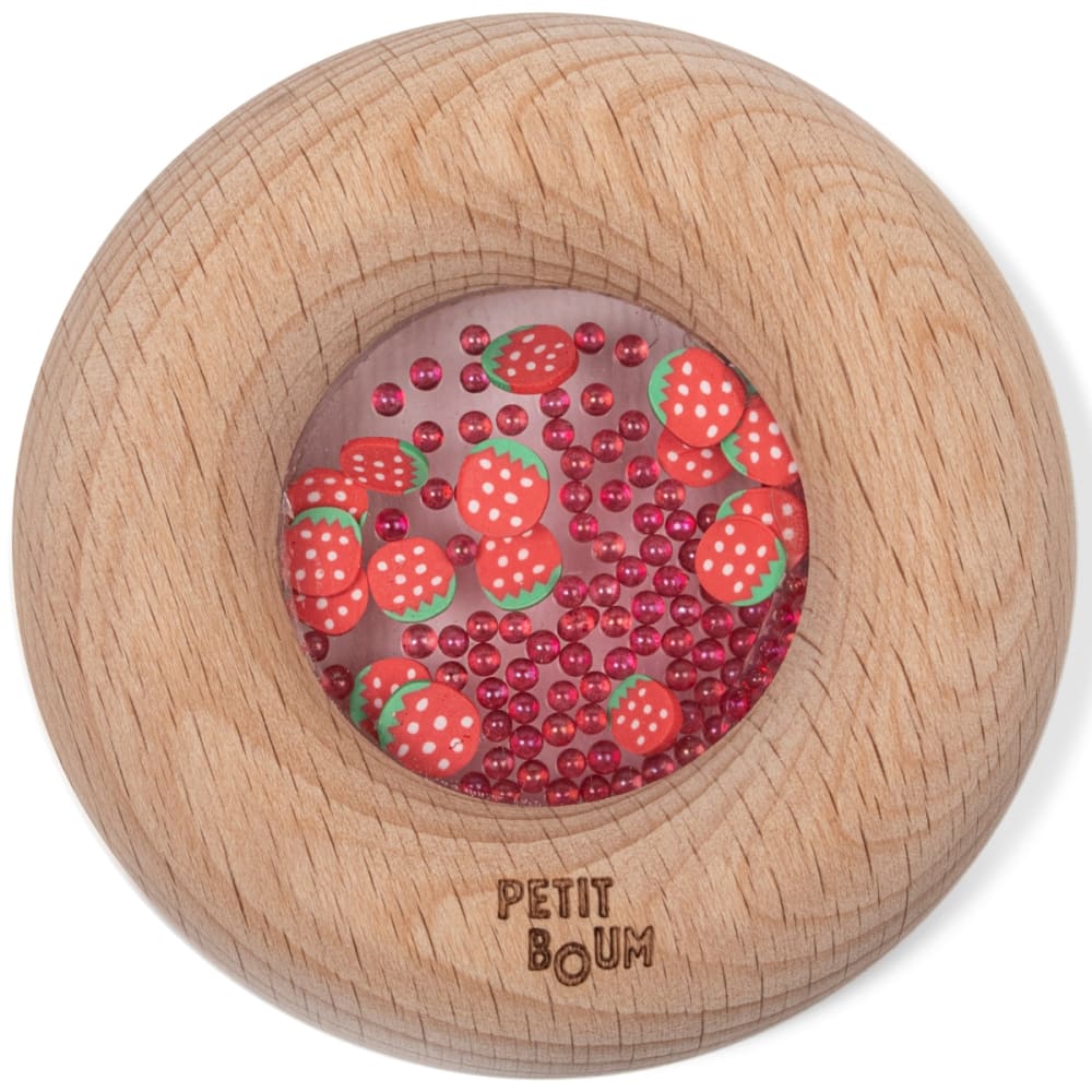 Petit Boum Sensorischer Donut Erdbeeren ROT Öko-Tex Zertifikat HOLZ Baby