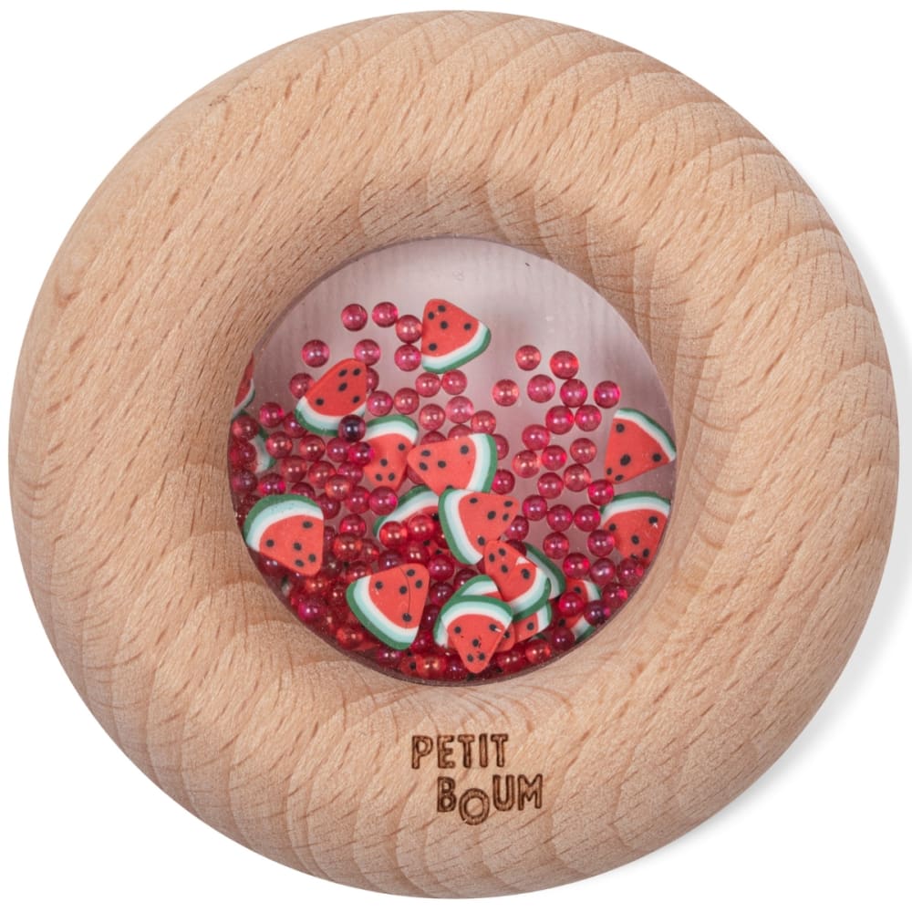 Petit Boum Sensorischer Donut Wassermelonen ROT HOLZ Baby