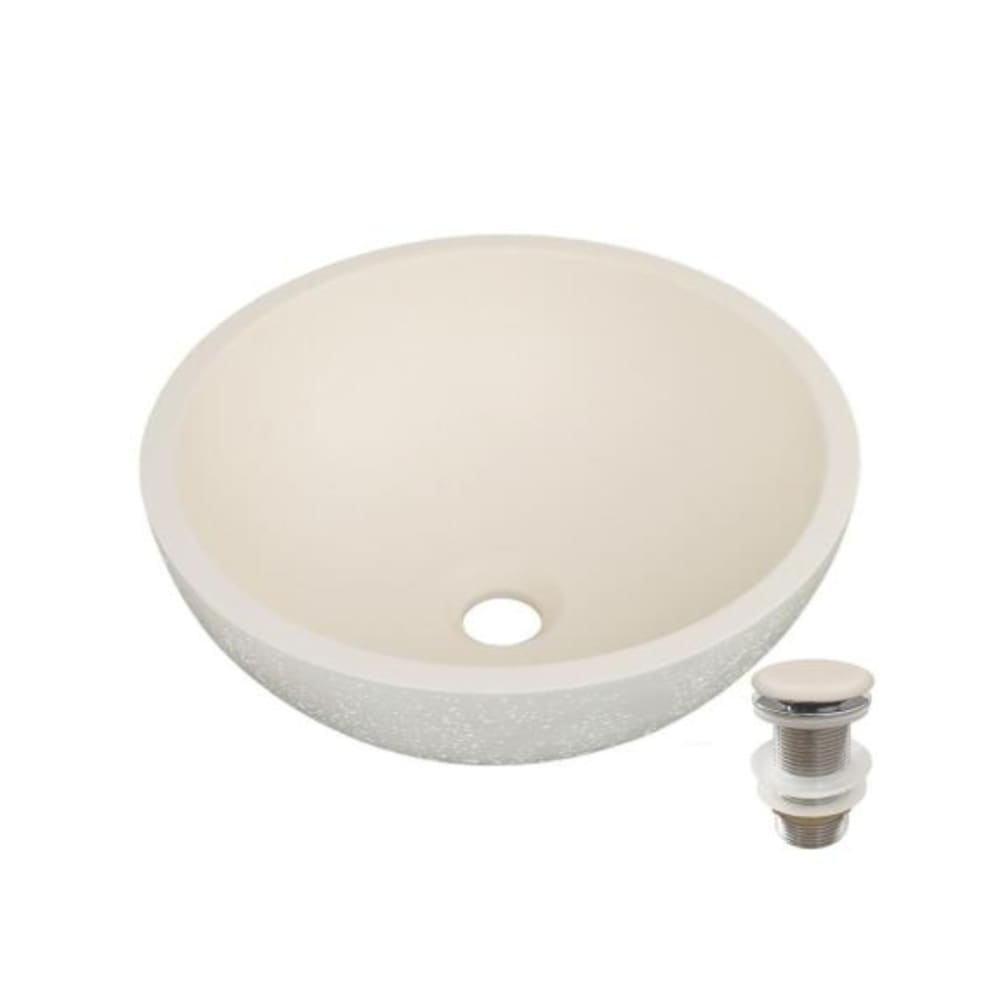 Vasque à poser bol en béton travertin 36,2x36,2cm + bonde