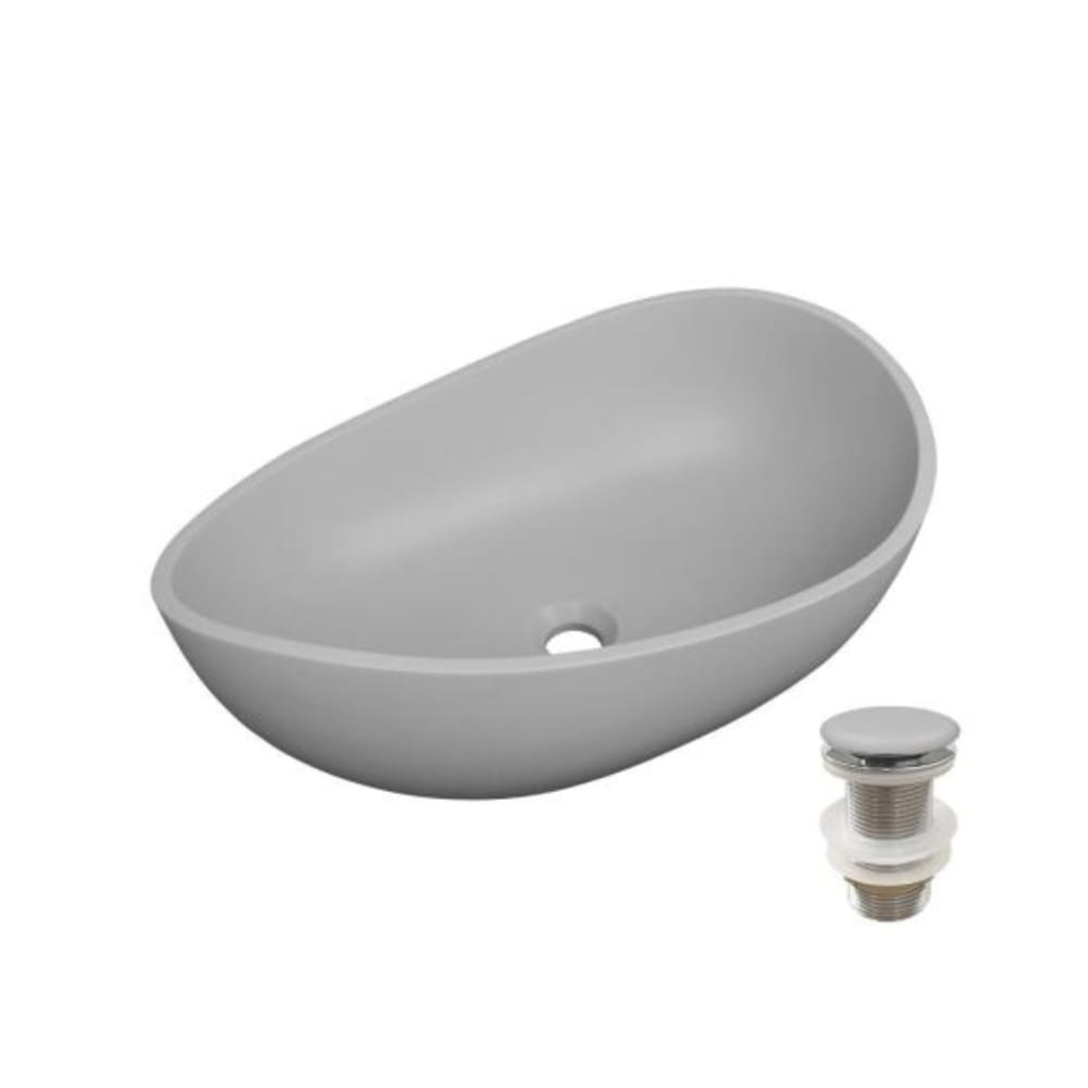 Organisches Aufsatzwaschbecken aus glattem Beton 57x37cm +