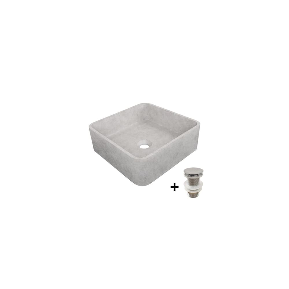 Mob In Quadratisches Beton-Aufsatzwaschbecken 36x36cm + -Abfluss Grau Beton