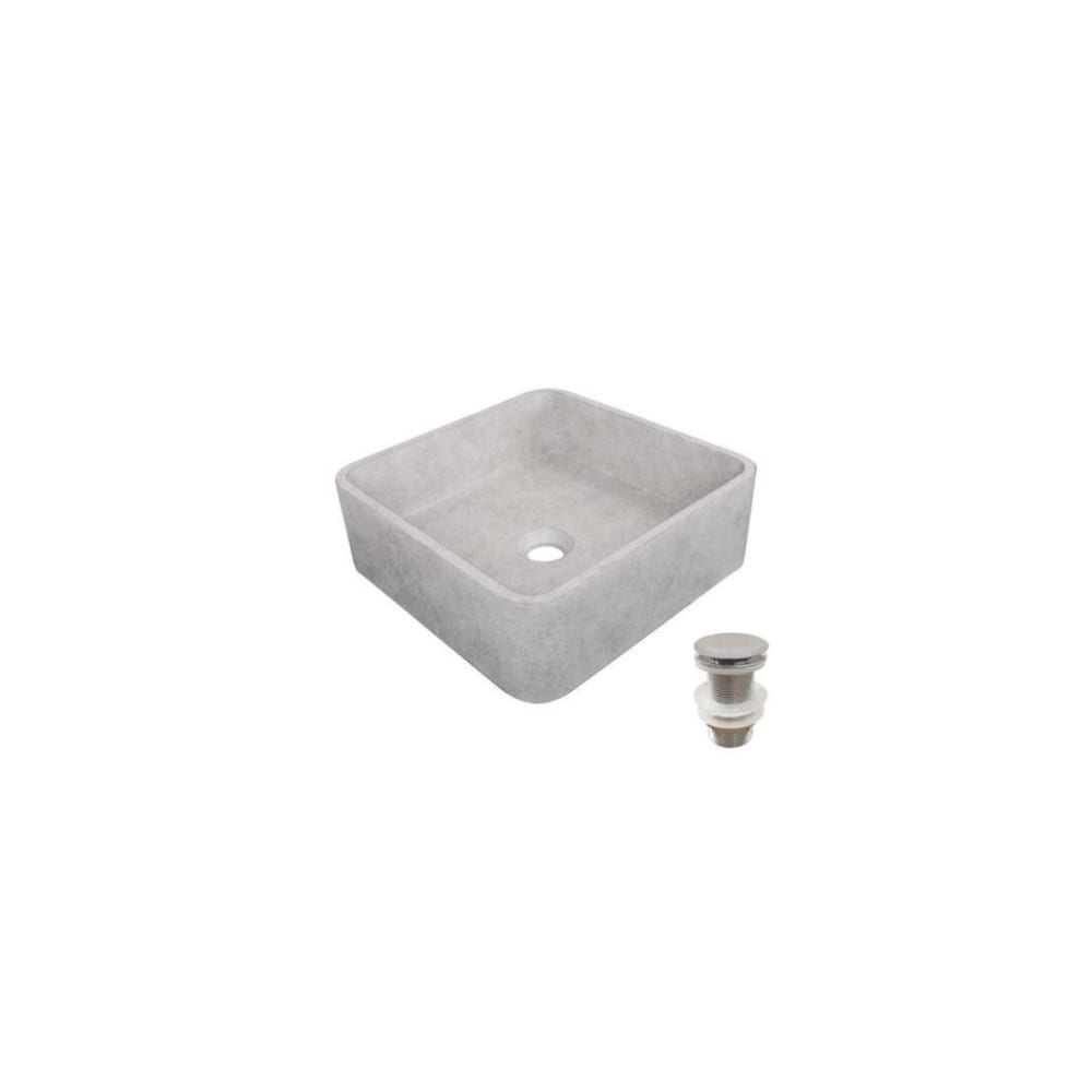 Quadratisches Beton-Aufsatzwaschbecken 36x36cm + -Abfluss -
