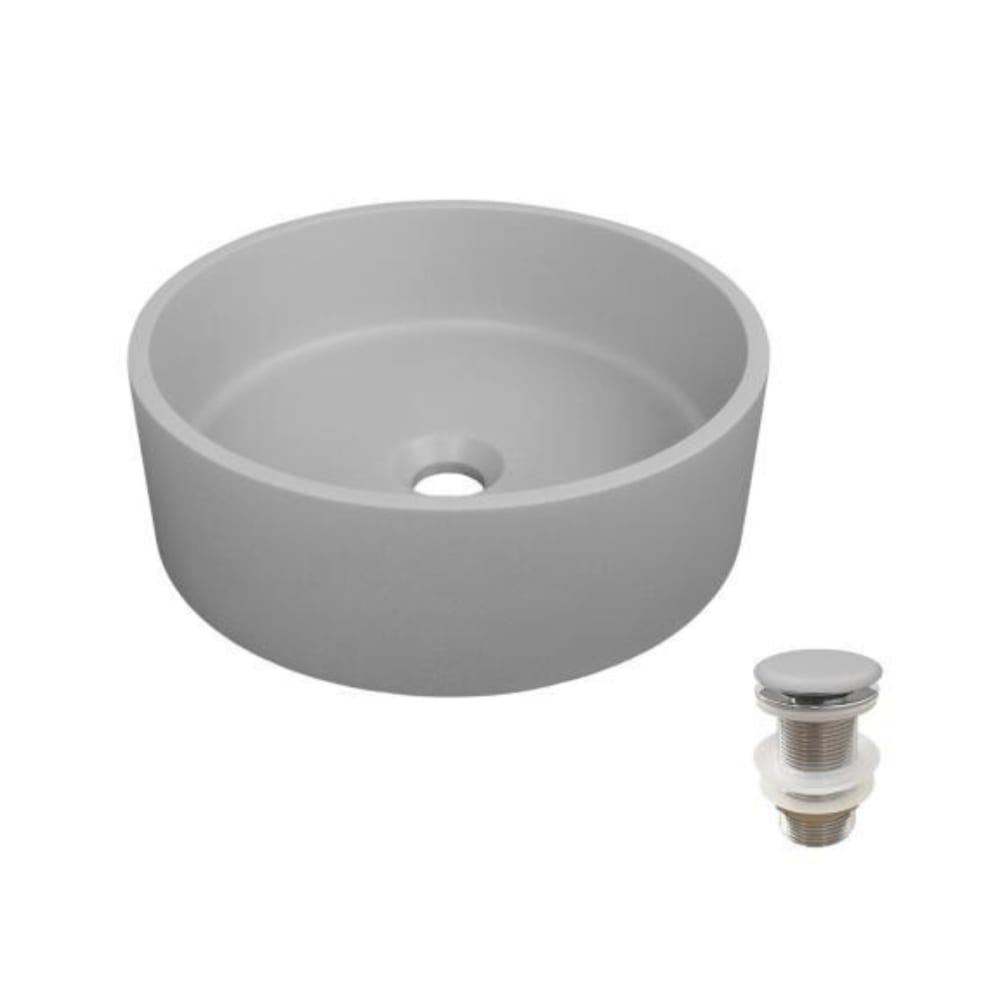 Rundes Aufsatzwaschbecken aus glattem Beton 36x36cm +