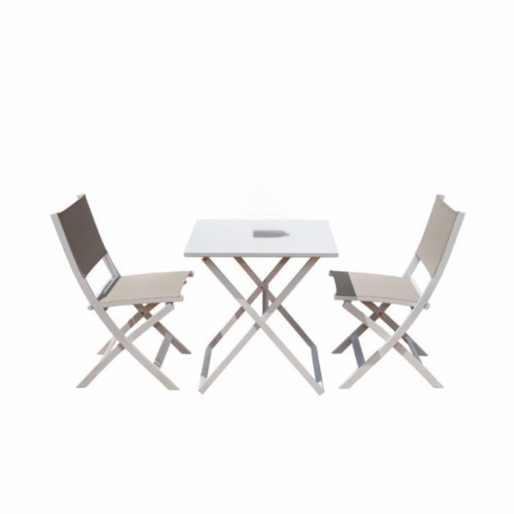 Ensemble repas blanc en aluminium L70 x P70 x H77 cm