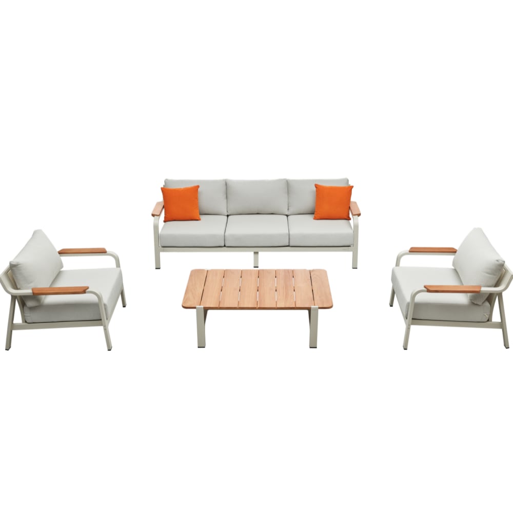 Salon de jardin beige an aluminium L222 x P86 x H69.5 cm